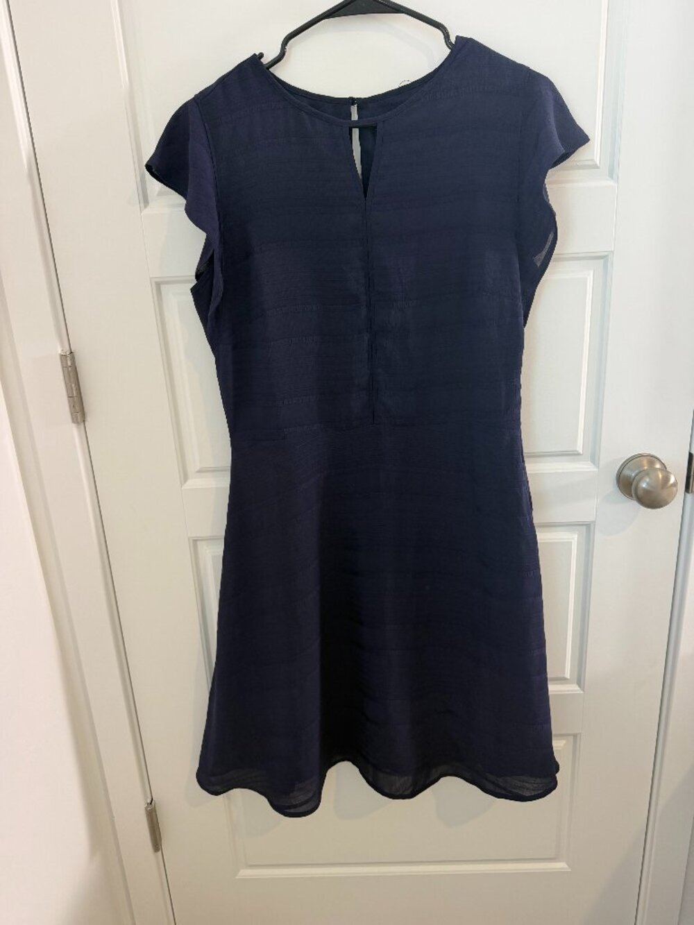 Banana Republic Navy Textured Fit & Flare Dress Women's Size 10 Career Office